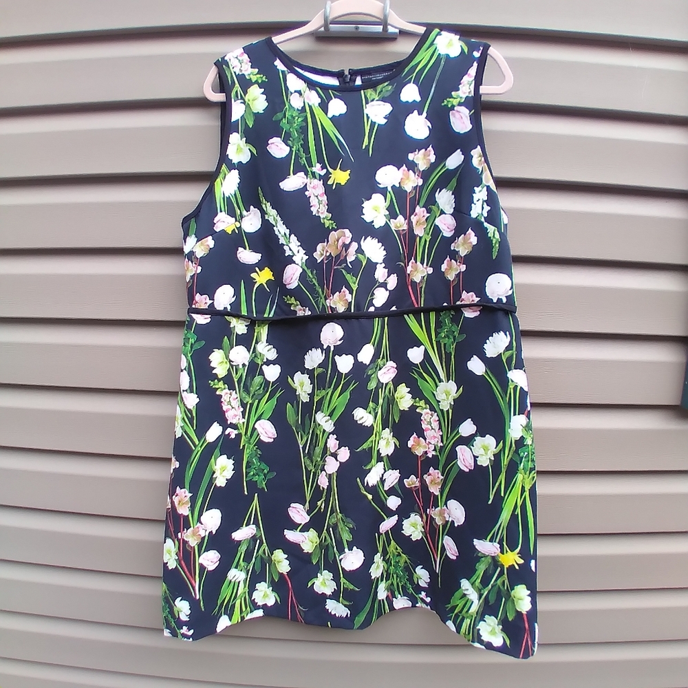 Victoria Beckham for Target 1x Tulip Floral Black Pink Green White Sheath Dress